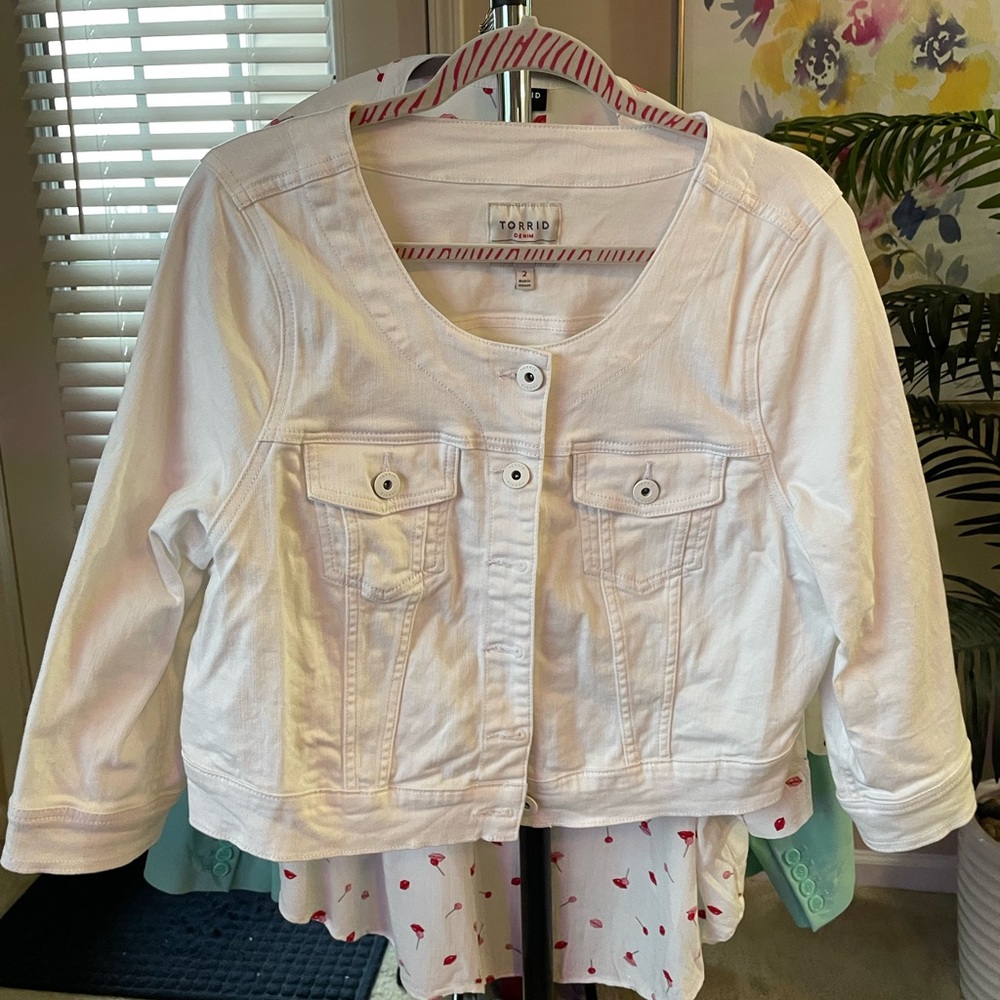Torrid White Denim Jacket